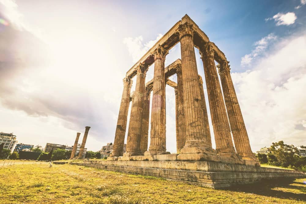 Ruins of the temple of olympian zeus at Athens Greece